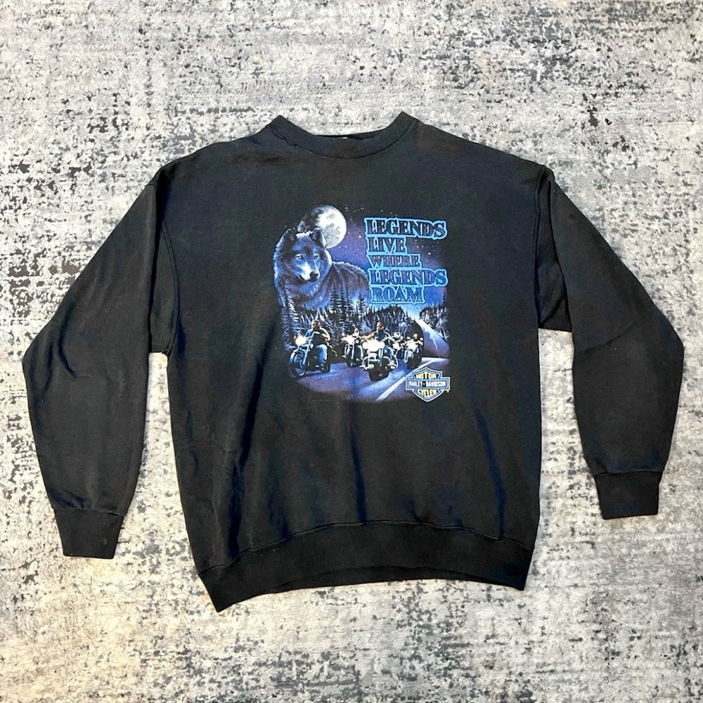HARLEY DAVIDSON Legends Live Vintage 90s Nebraska Wolf Graphic Print Sweatshirt